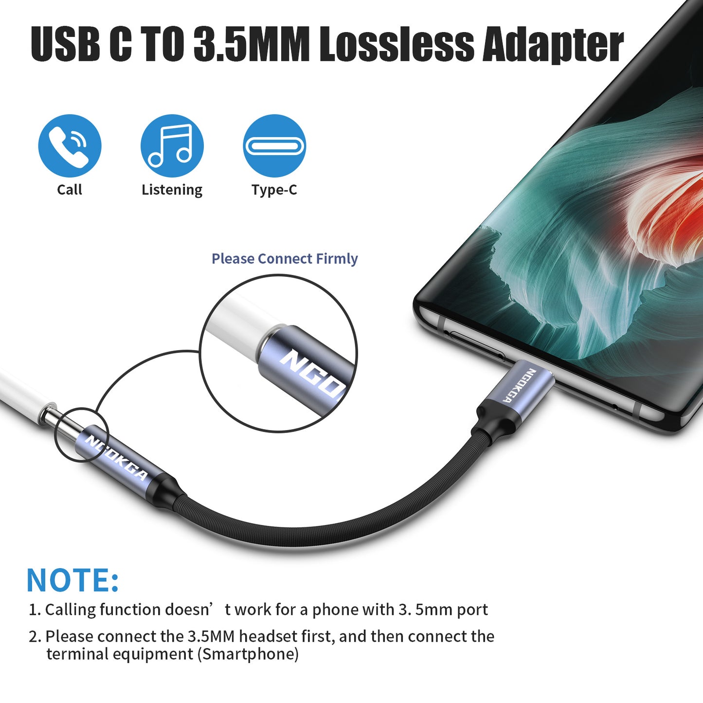 USB C to 3.5mm Audio Adapter Type C to Aux Female Headphone Jack Hi-Res DAC Cable Compatible with Pixel 7 Pro 6 6a 5 4 3 2 XL Samsung Galaxy S23 S22 S21 S20 Ultra Z S A Note 20 10 S10 One Plus